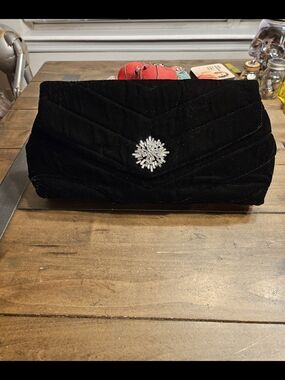 Vintage BLACK VELVET Quilted Clutch